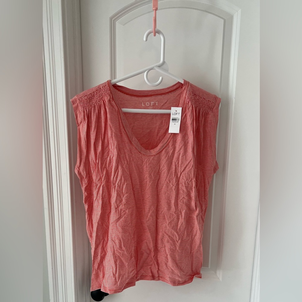 LOFT Women's Pink Striped Tank Top